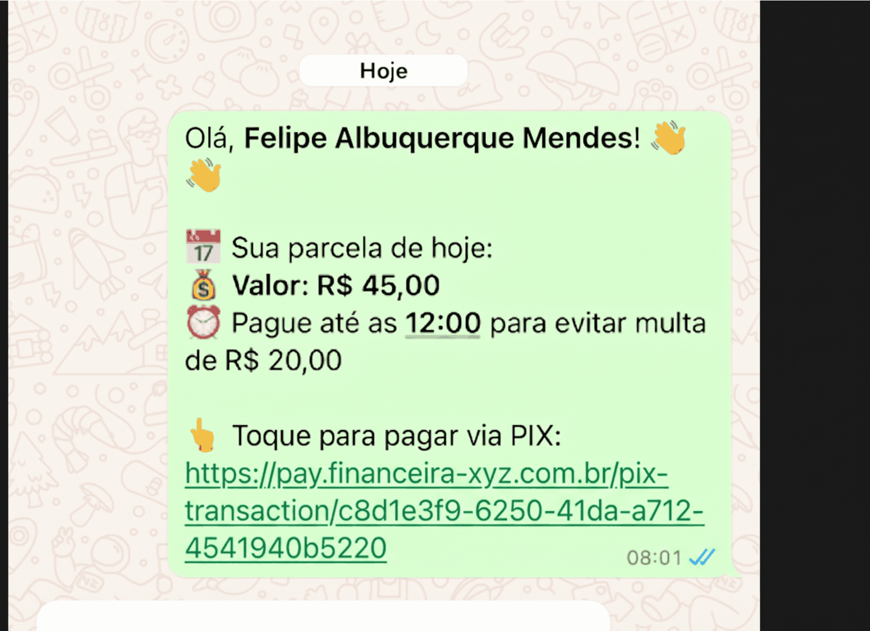 Cobrança no WhatsApp